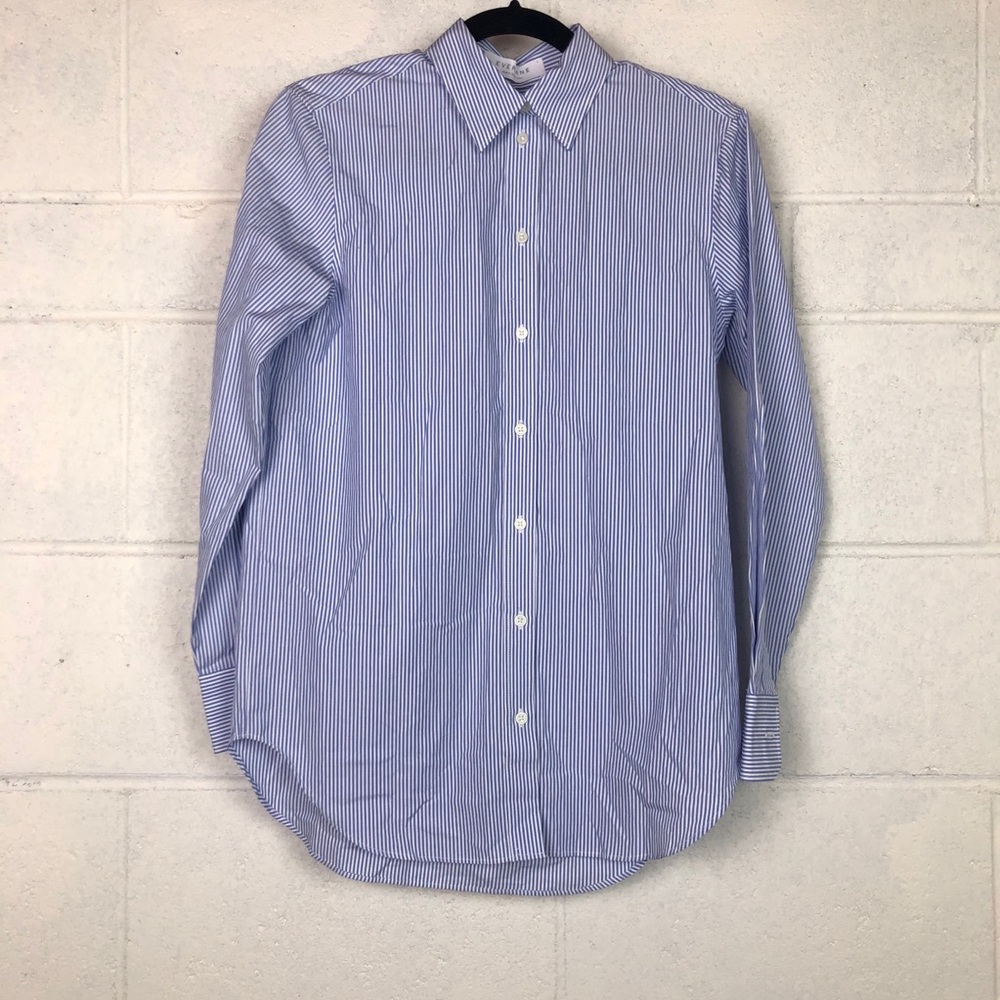 Everlane blue white striped button up shirt size 0